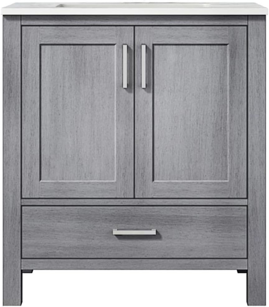 Jacques 30 in. W x 22 in. D Distressed Grey Bath Vanity and Carrara Marble Top