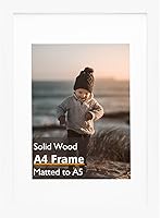 Vista 126 de KINLINK Marco de Fotos 11x14 Natural, Marco de Madera Maciza 11x14 con Plexiglás Acrílico para Fotos 5x7/8x10 Con Paspartú, Exhibición de Mesa