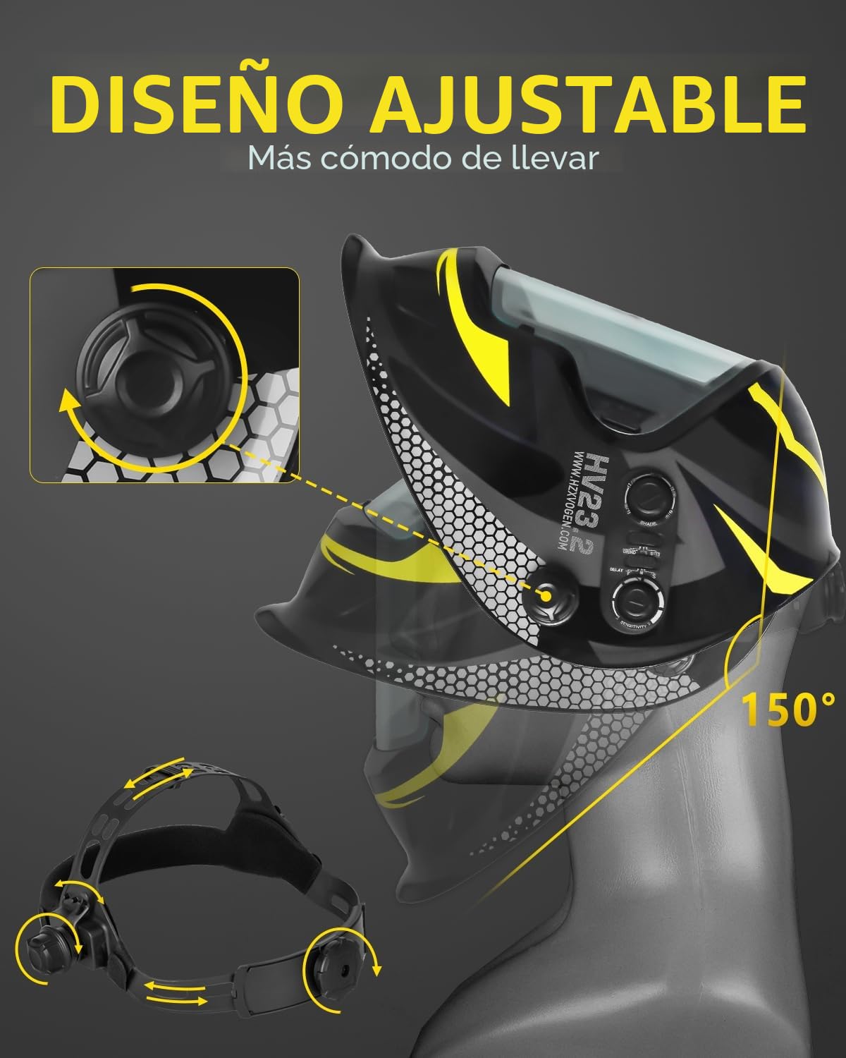 HXZVOGEN Casco de Soldadura, Máscara de Soldadura Automática Solar Color Verdadero Casco de Soldadura, Oscurecimiento Automático Incluido, Buena Visión, 4 ARC Sensor Wide Shade