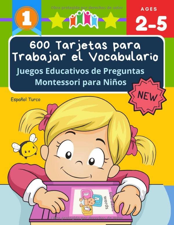 600 Tarjetas para Trabajar el Vocabulario Juegos Educativos de Preguntas Montessori para Niños Español Turco Easy learning basic words cartoon ...