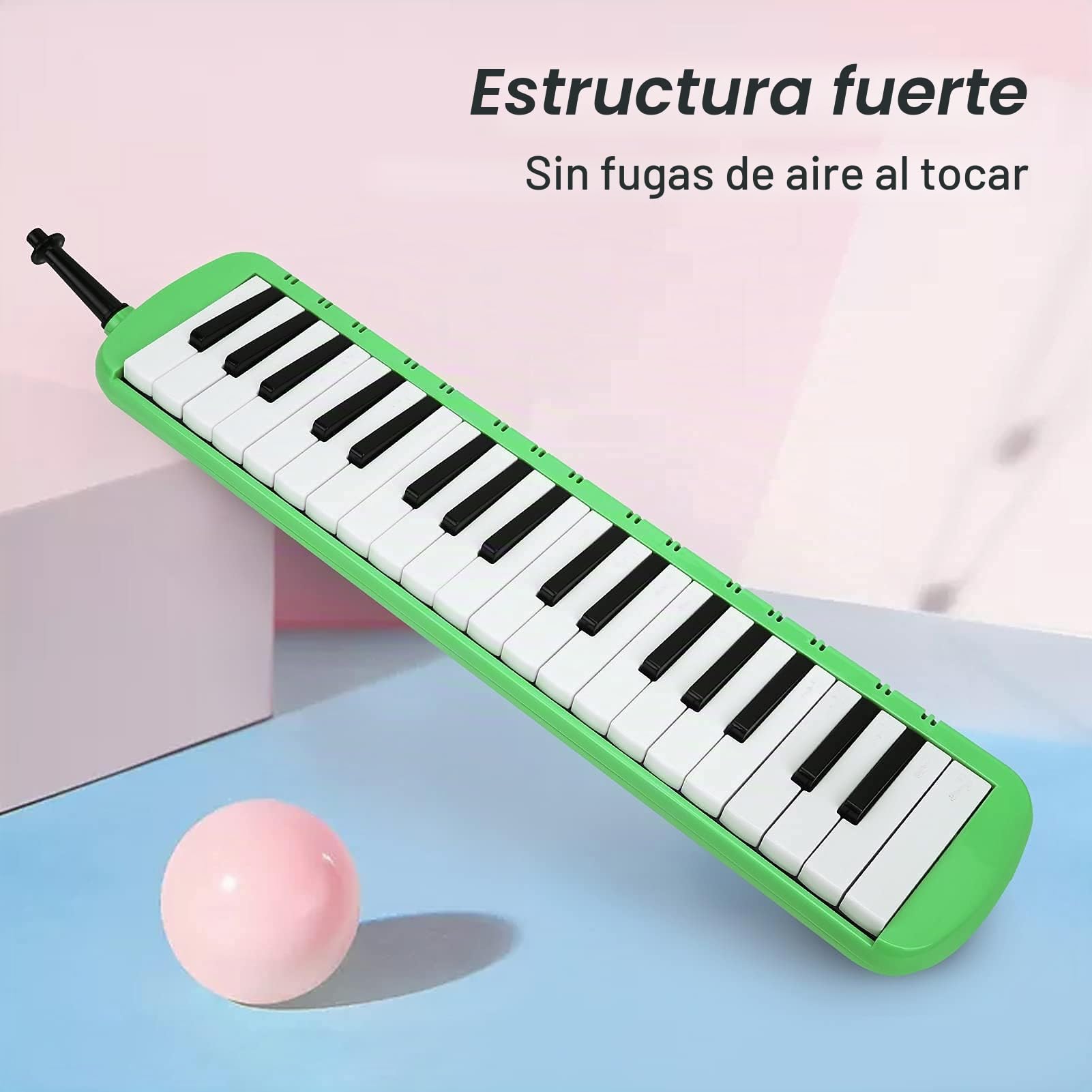 Melodica 37 Teclas 48 x 11 x 5cm Melodica instrumento musical de viento con Cerbatana Boquilla Bolsa para entrenamiento profesional principiante (verde)