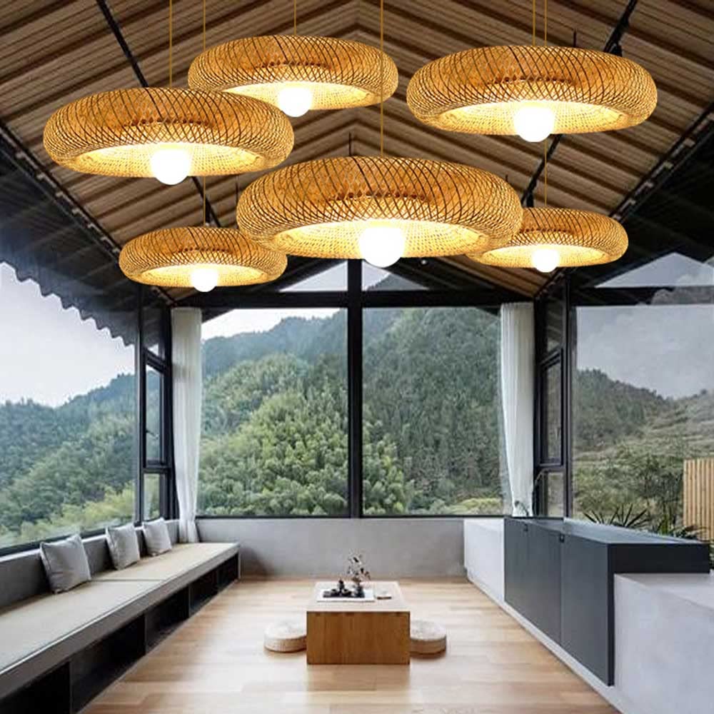 Lampada a Sospensione in Vimini Naturale Intrecciato, Paralume a Nido d'uccello, Lampada Decorativa da soffitto, Lampada idilliaca B&B in Rattan Intrecciato