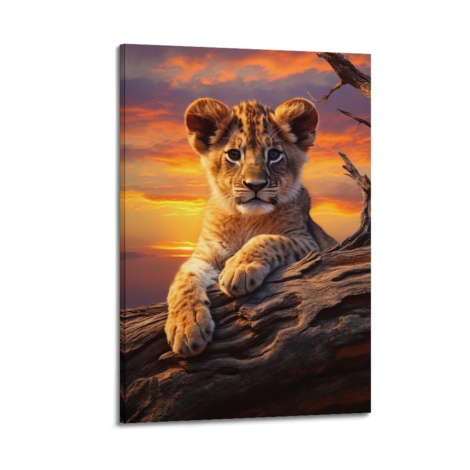 HUIYHB Wildlife Artwork Poster Cute Little Asiatic Lion Poster Decorative Painting Canvas Wall Posters And Art Picture Print Modern Family Bedroom Decor Posters 24x36inch(60x90cm)