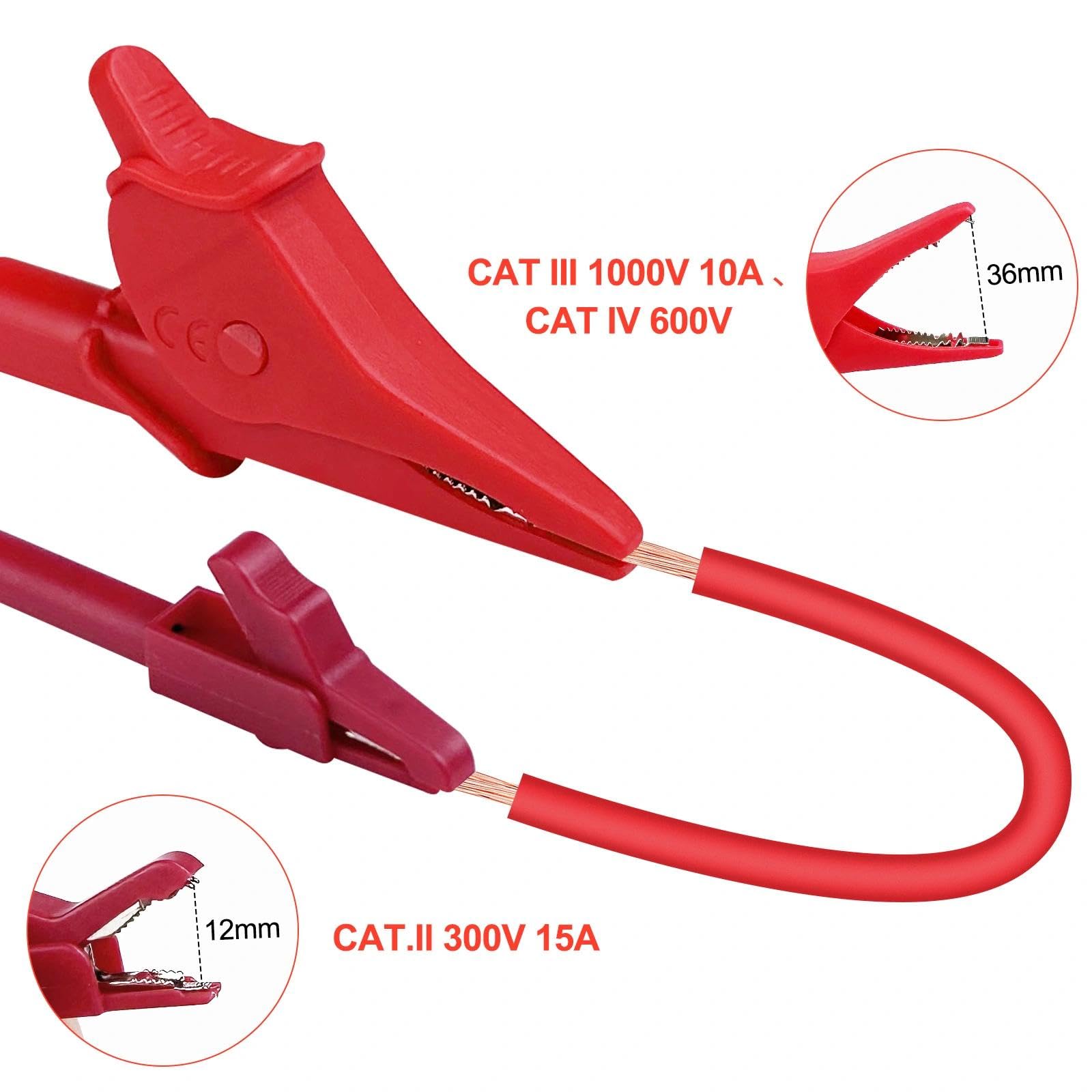 Fiche Banane à Pince Crocodile, Pointes de Mesure, Cordons, Sondes, Pinces Crocodiles, Kit de Fils de Test Câble, Cordon Multimètre Testeur Electrique, pour Mesures Électriques Domaines