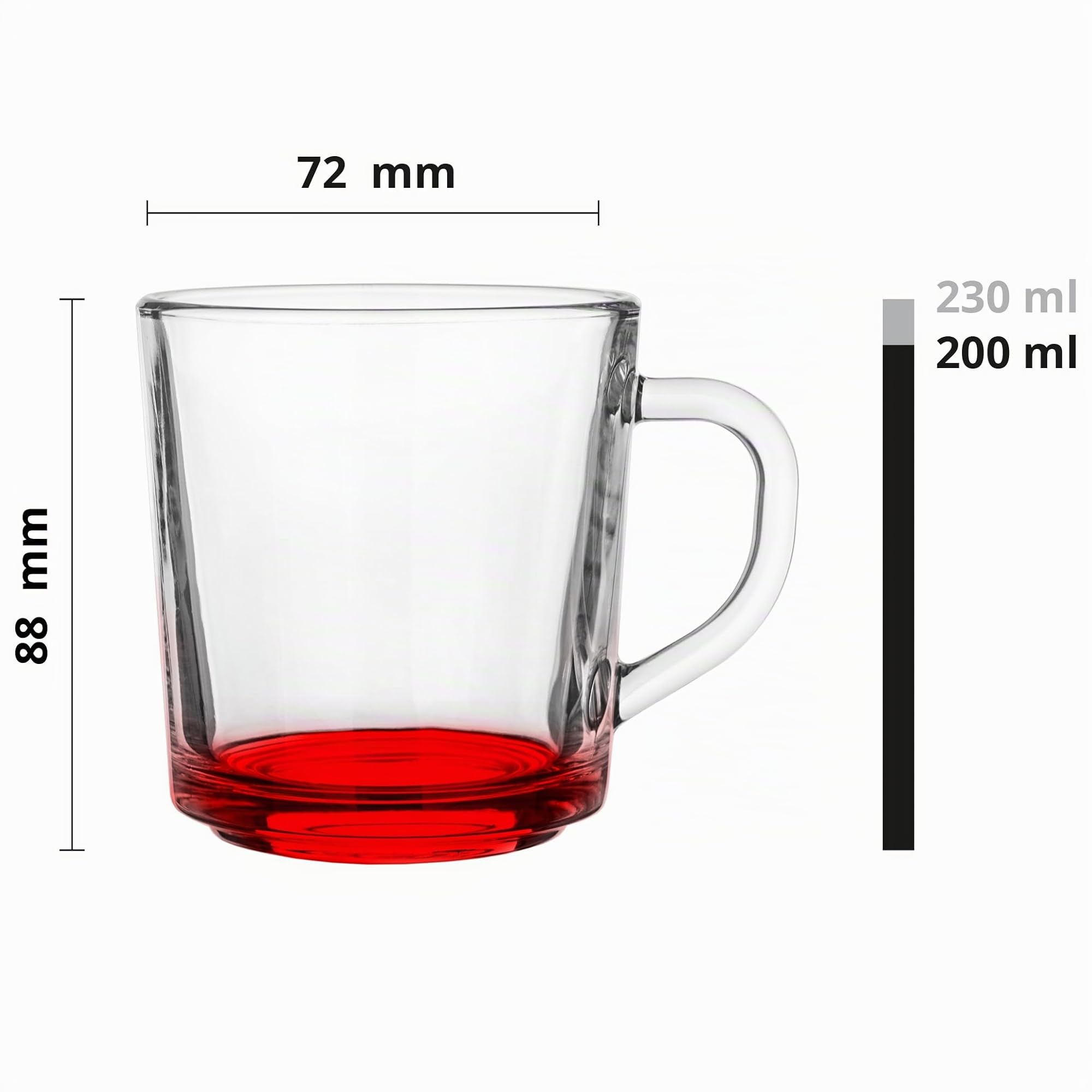 Glasmark A100009-0250-5082-26 Set di 6 Tazze Szymek 250 ml Bottom Mix Colore, Vetro
