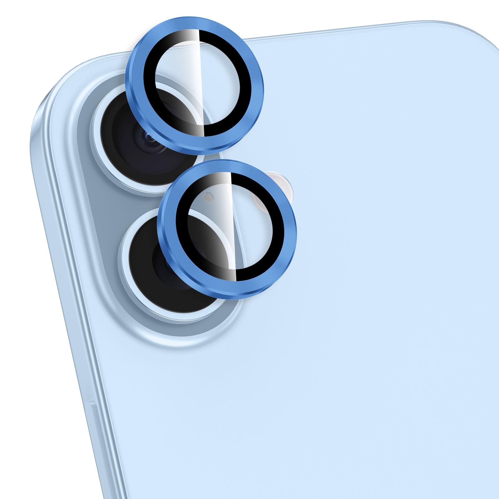 for iPhone 17 Camera Lens Protector, Individual Metal Ring Tempered Glass Lens Cover,[Strong Adsorption] Scratch Resistant Thin HD Clear Lens Cover,1 Set-Deep Blue