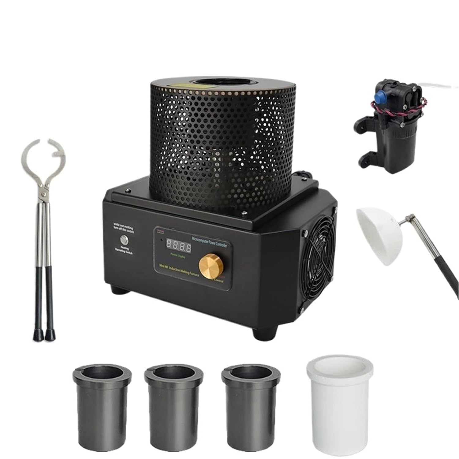 1KG 2KG 3KG 1400 to 1600 Degrees Mini Induction Melting Furnace for Gold Silver Steel Casting Jewelry Portable Smelting Machine(MM-1000 Set A)
