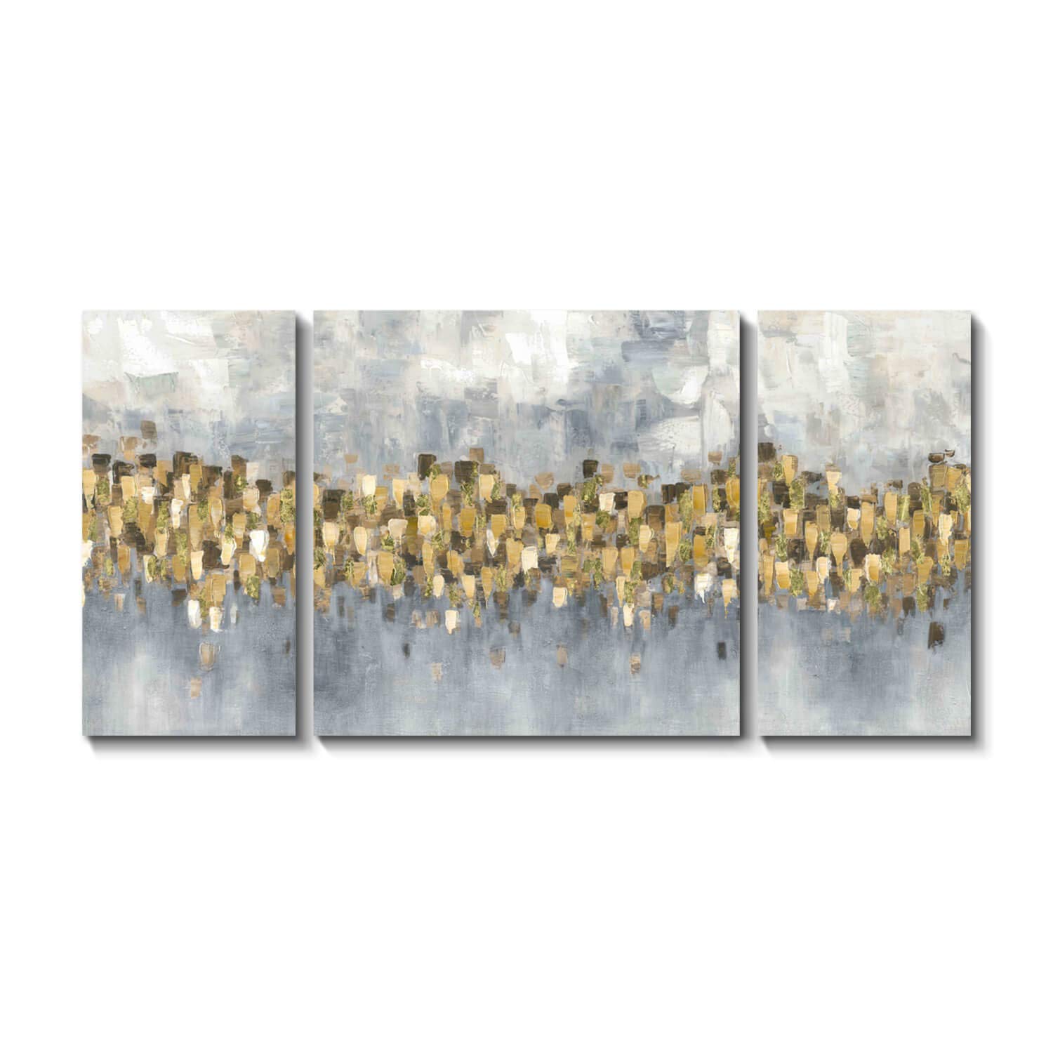 TAR TAR STUDIO Abstract Golden Canvas Wall Art: Modern Painting Print Artwork on Canvas for Living Room (Overall 48''W x 24''H, Multiple Sizes)