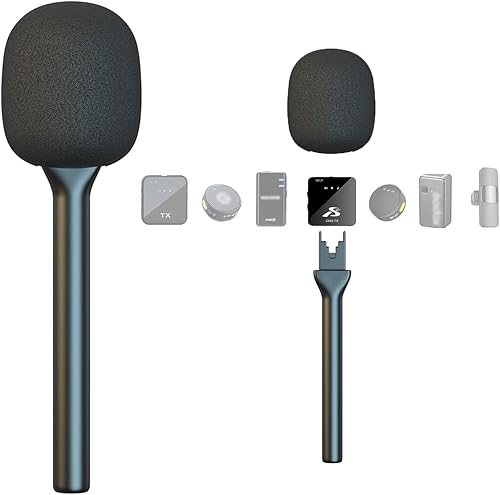 Mango de micrófono para DJI RODE Soporte de mano para micrófono inalámbrico GO, soporte de micrófono de entrevista para todos los micrófonos