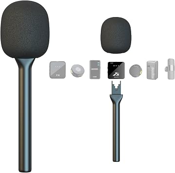 Mic Handle for DJI RODE Microphone Handheld Stand for Wireless GO, Interview Microphone Rig for All Lavalier Mic, Wireless MiniMic Adapter for Vlogging/Interview/Podcast/Reports/Content Creation