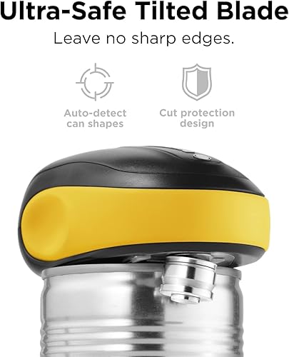 Miniatura 3 de Kitchen Mama Abridor de latas eléctrico de una sola pieza abre latas con una sola pulsación, detecta automáticamente cualquier forma de lata, parada