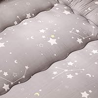 Vista 3 de Colchón futón japonés de piso gris constelación, de piso tatami, portátil, para acampar, para niños, sofá cama plegable enrollable con protector