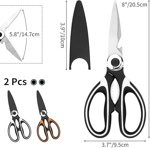 Miniatura 7 de Tijeras de cocina, paquete de 2 tijeras de cocina resistentes, tijeras de carne aptas para lavavajillas, tijeras de cocina para uso general para