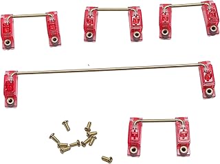 ASHATA Mechanical Keyboard Stabilizer, Translucent Gold Plated PCB Screw in Stabilizer, 6.25U 2U Keycap Stabilizer with Gold Plated Screws, for DIY Customized Mechanical Keyboard(Red)