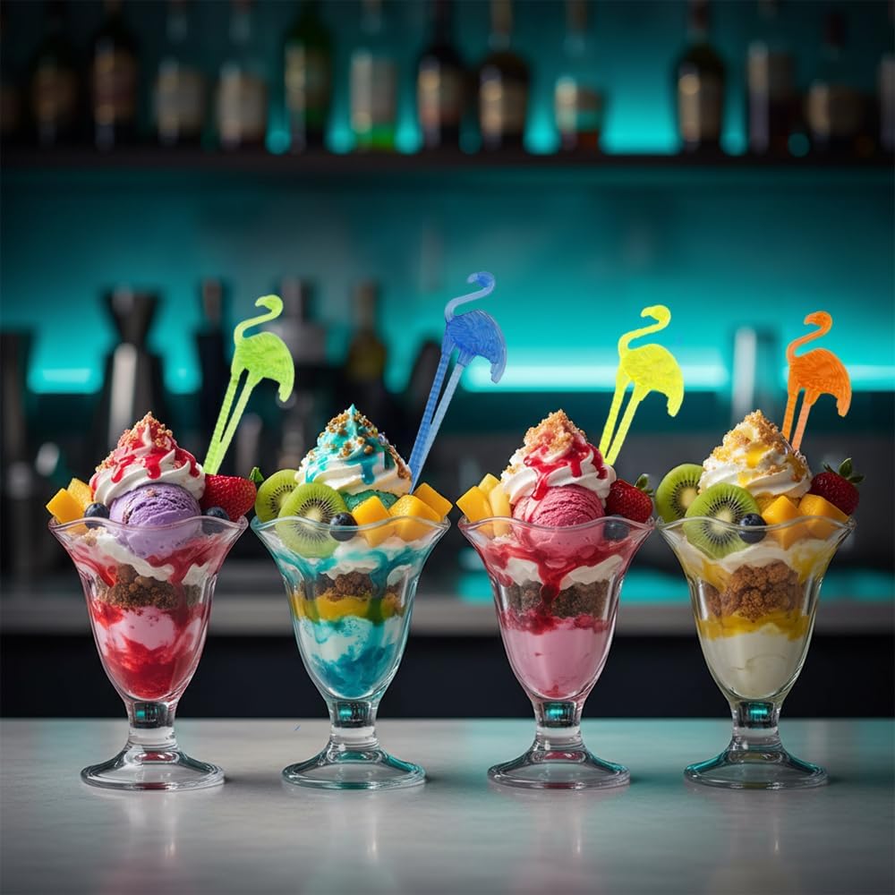 50 Pcs Funny Plastic Cocktail Swizzle Sticks Flamingo Cocktail Ice Drink Swizzle Stirrers for Coffee Whiskey Juices Beverage Milk for Bar Supplies Home Party Favors