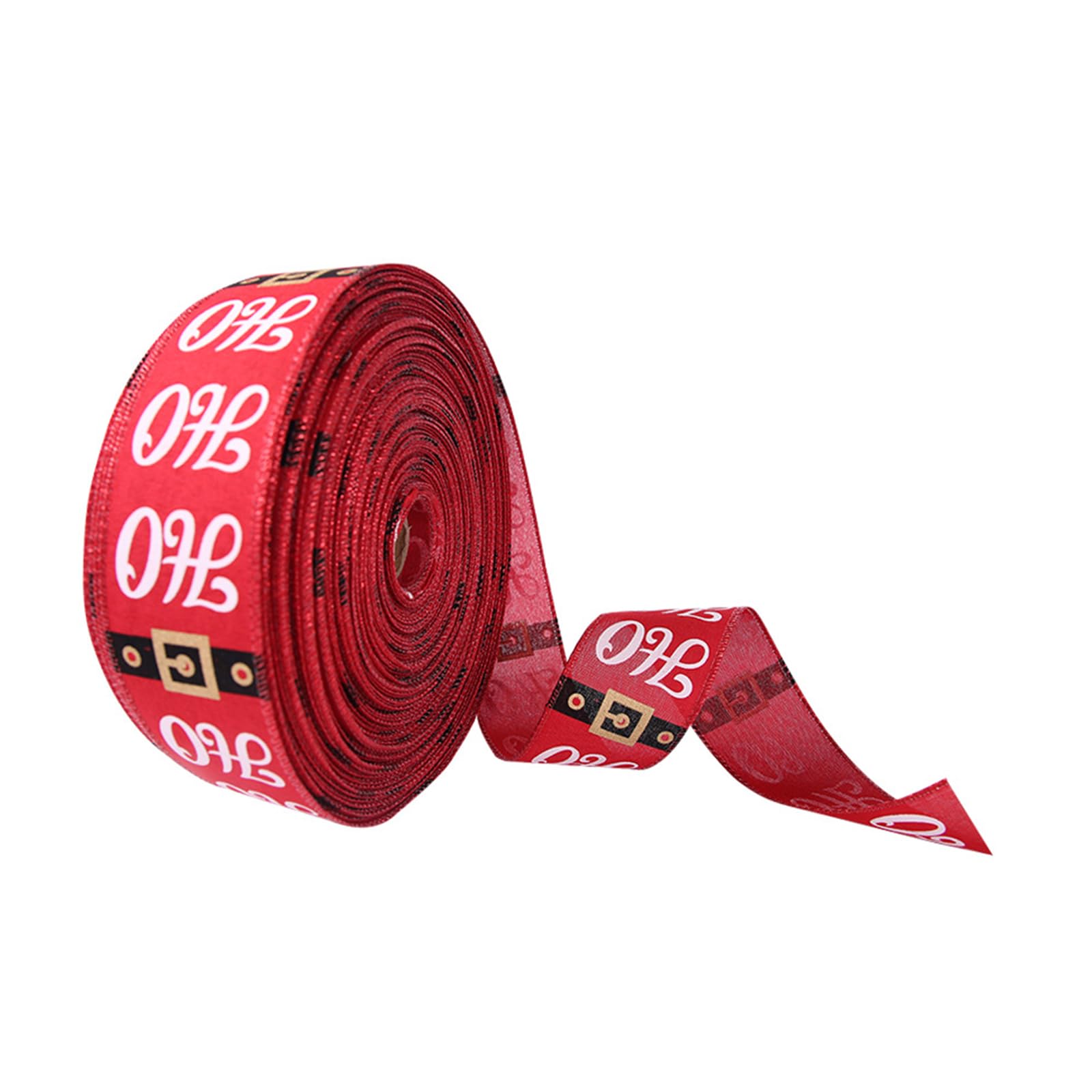 Tsophreniq 2.5" Christmas Ribbon for Christmas Tree Decorations White/Red Holiday Ribbons for Gift Wrapping 2.2 3.3 5.5 YD Linen Ribbon
