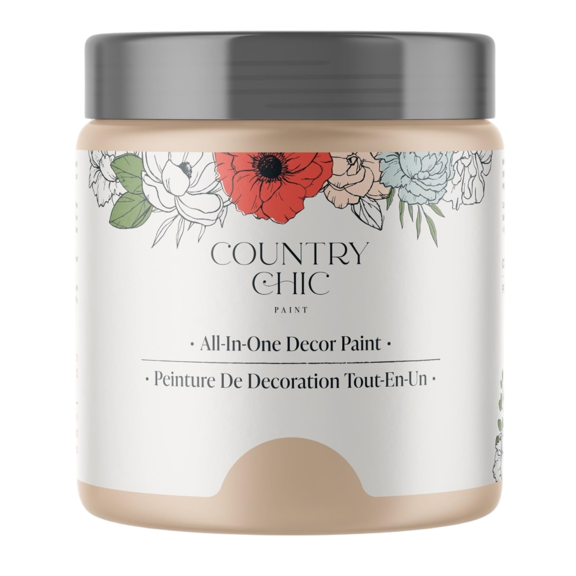 Country Chic All-in-One Chalk Paint for Furniture, Cabinets, Home Decor, Eco-Friendly, Matte Finish, Built-In Primer &amp; Top Coat for Wood, Metal - Pale Plaster (Sand) pint (16oz)