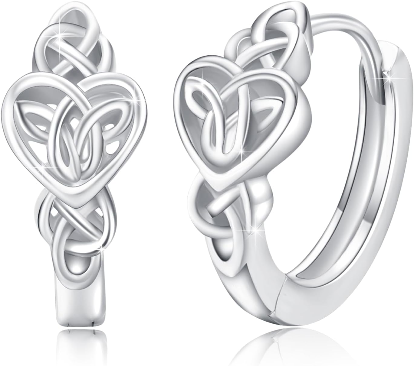 Celtic Knot Hoop Earrings for Women Sterling Silver Heart Small Huggie Earring Good Luck Irish Jewelry Gifts