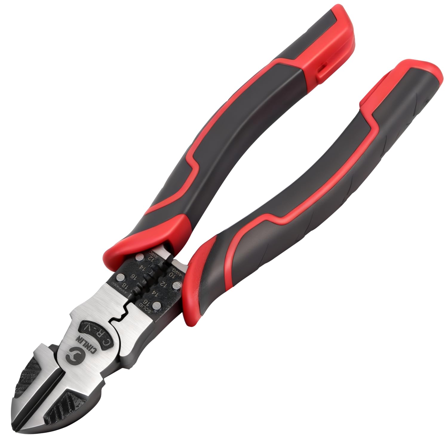 Alicates de corte diagonal 3 en 1, multifunción de 7.5 pulgadas, función de corte lateral/pelado/crimpado, cortadores de alambre con mango ergonómico para electricistas y hogares. Alicates