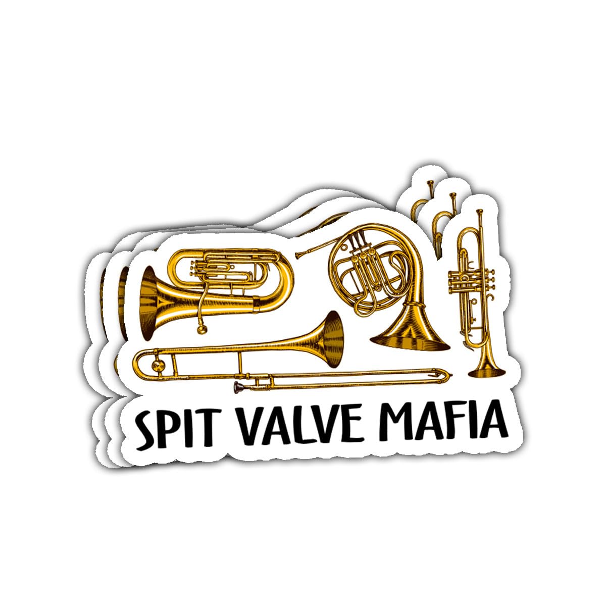3Pcs Spit Valve Mafia Sticker Brass Player Trumpet Trombone Tuba Gift Spit Valve Mafia Stickers Musician Trumpet Trombone Horn Euphonium Tuba Car Decal for Laptop Water Bottle Toolbox Case (S1, 3")