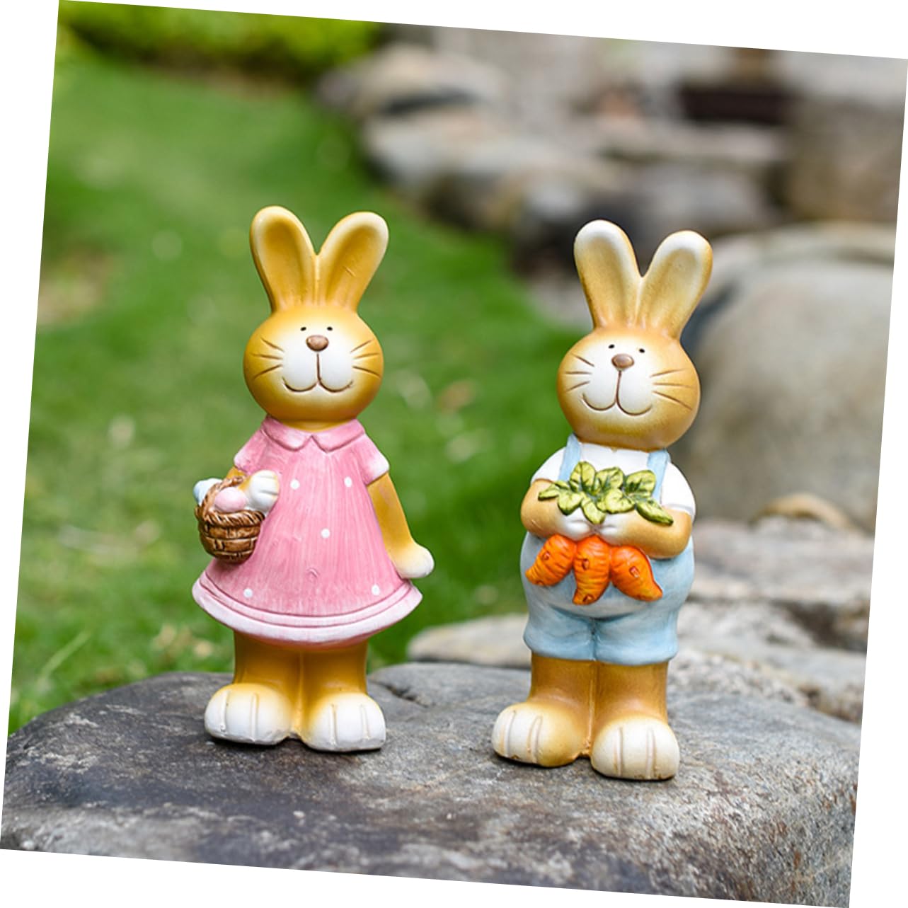 VOSAREA 2pièces Statue De Lapin De Jardin Figurine De Lapin pour Décoration Intérieure Et Extérieure Ornements Créatifs