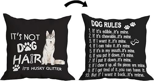 huester It's Not Dog Hair It's Husky - Funda de almohada reversible con purpurina de 18 x 18 pulgadas, funda de almohada decorativa para el hogar,