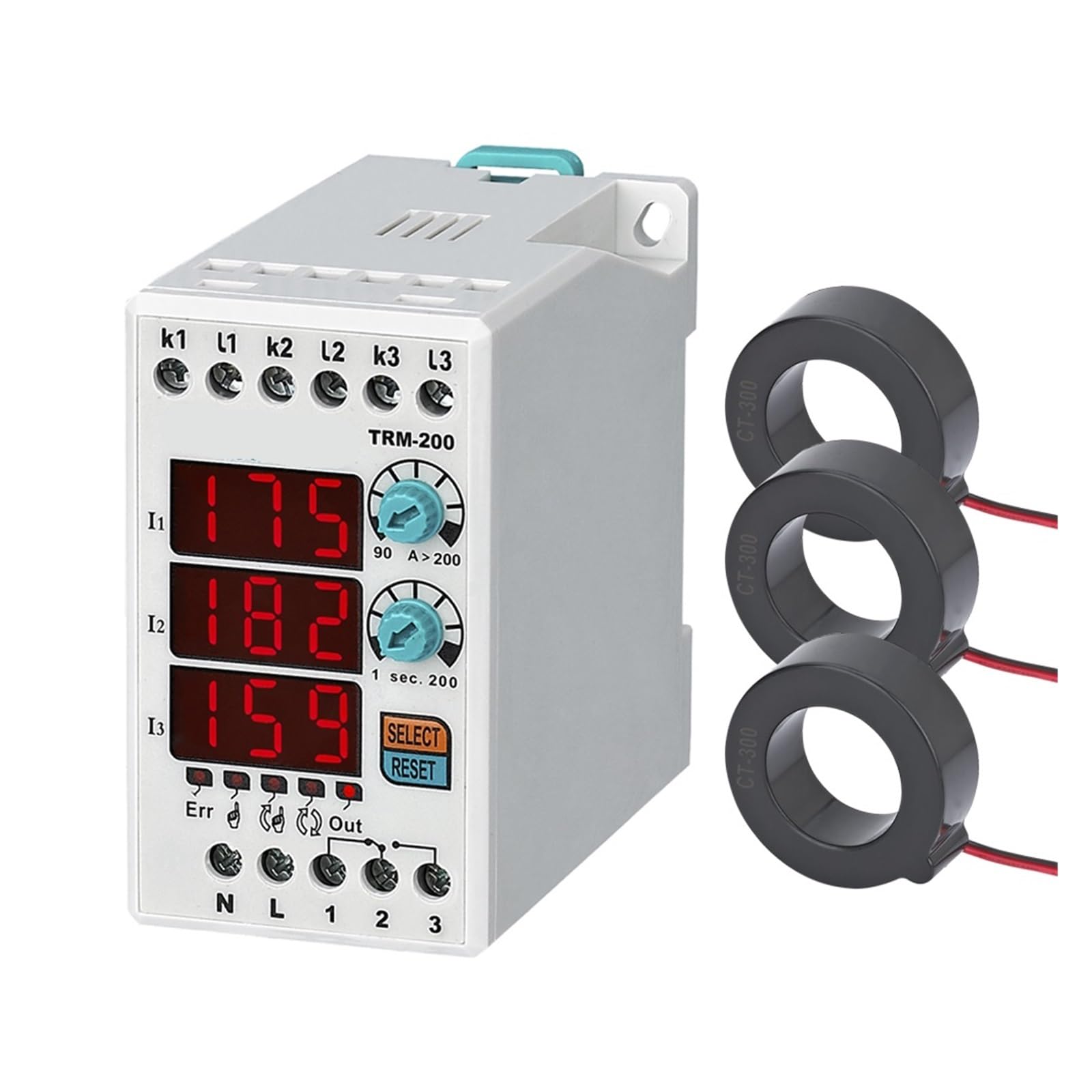 BALYDLUL TRM-XX (Manual/Semi-Automatic/Automatic Reset) Digital Overload Asymmetry Relay Thermal Relay(Un 380VAC,TRM-200 (90-200A))