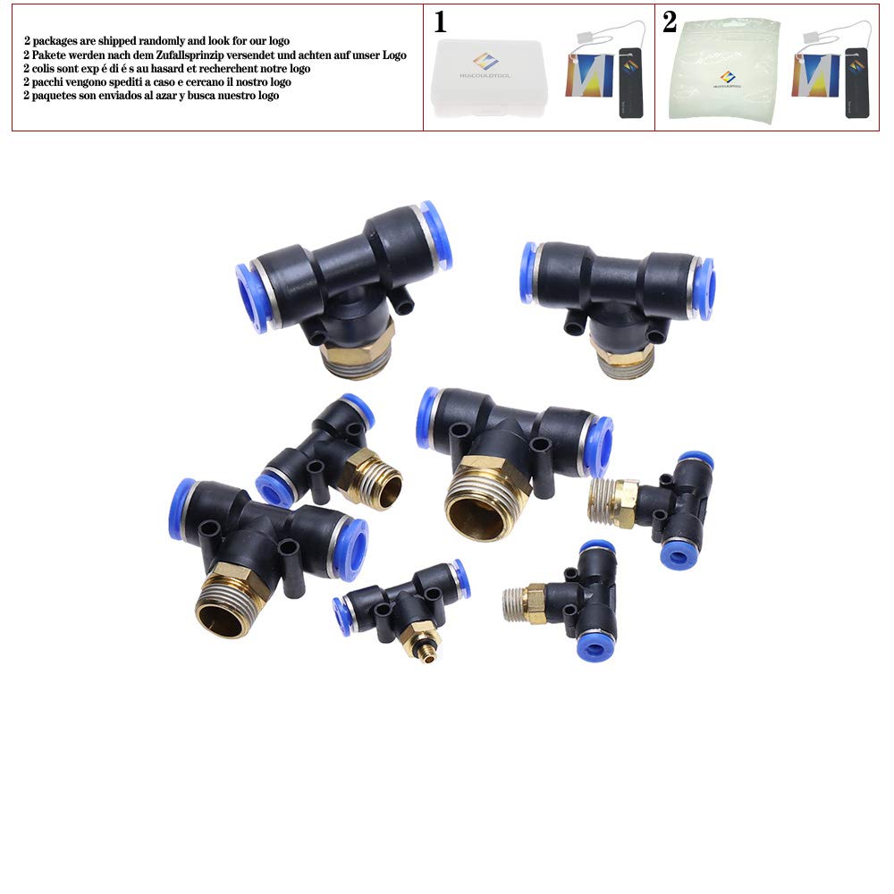 Tee Pneumatic Fittings Quick Connection-peg T Type PB 4 6 8 10 12mm- M5'' 1/8'' 1/4'' 3/8'' 1/2'' Male Threaded,10mm OD Hose,M5