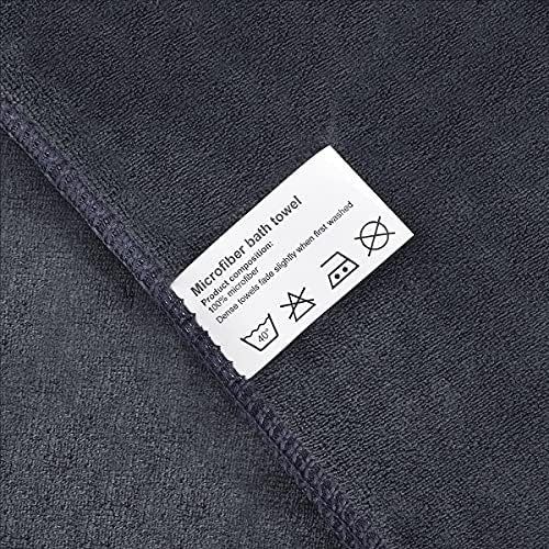 RenFox Jumbo Bath Sheets, (90 x 160 cm,2 pack) Bath Sheet 100% Microfiber Highly Absorbent Quick Dry Towels for Bathroom, Shower Towel(Grey)
