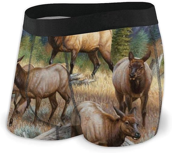 Deer Reindeer Elk Men's No Ride Up Sport Boxer Brief Breathable