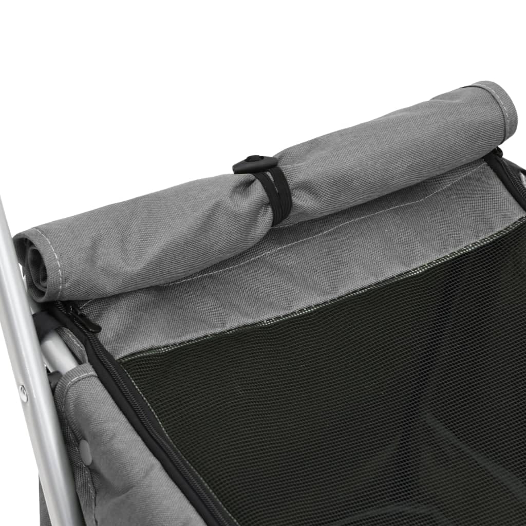 vidaXL Poussette pour chien pliante Gris 100x49x96 cm Tissu de lin, poussette pour chiot, poussette pour chien à roulettes