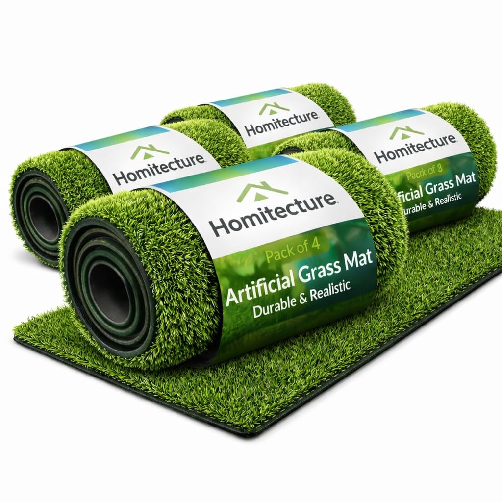 25 MM High Density Artificial Grass Bathmat Carpet Mat for Balcony Multipurpose Entryway Floor Doormat for Lawn Garden Terrace & Office (37 X 57 Cm, Green Pack of 4)-image-10
