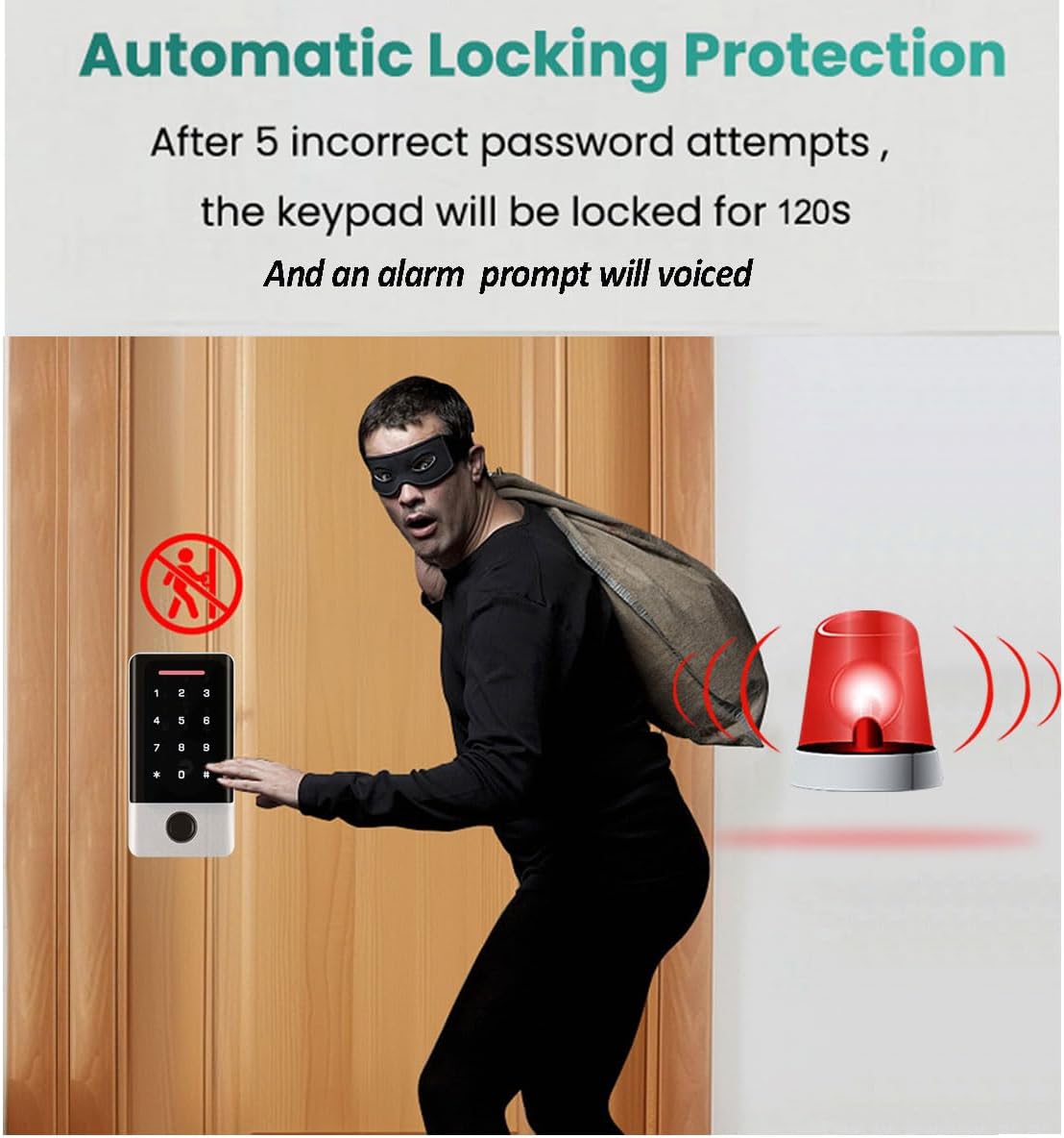 Wireless Bluetooth TTLock APP Access Control System, Fingerprint Password IC Card Metal Stand-Alone Door Entry Keypad , with Backlight