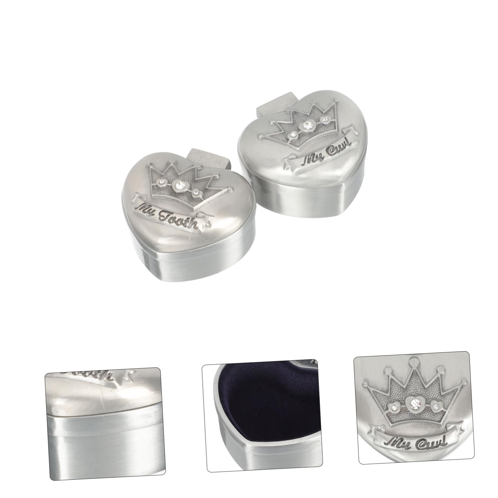 RORPOIR 2pcs Box Hair Box Alloy Tooth Holder Tooth Container Boxes for Child Silver Tooth Holder Container Teeth Mini Crown Tooth Box Zinc Alloy Diamond Tp1