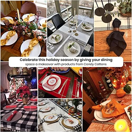 Cotton Carnival Dinner Napkins, 100% Ring Spun Cotton, Embroidered Napkins, Soft Comfortable, Highly Absorbent, 17 X 17 in, Set of 6 Napkins Durable Quality Ideal for Events & Home