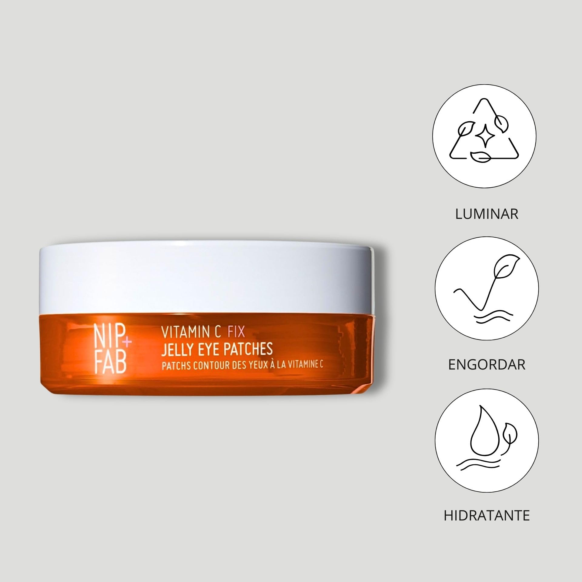 Nip+Fab Vitamin C Fix Jelly Eye Patches, 20 Pairs, Brightening Hydro Gel for Under-Eyes with 3 stable forms of Vitamin C