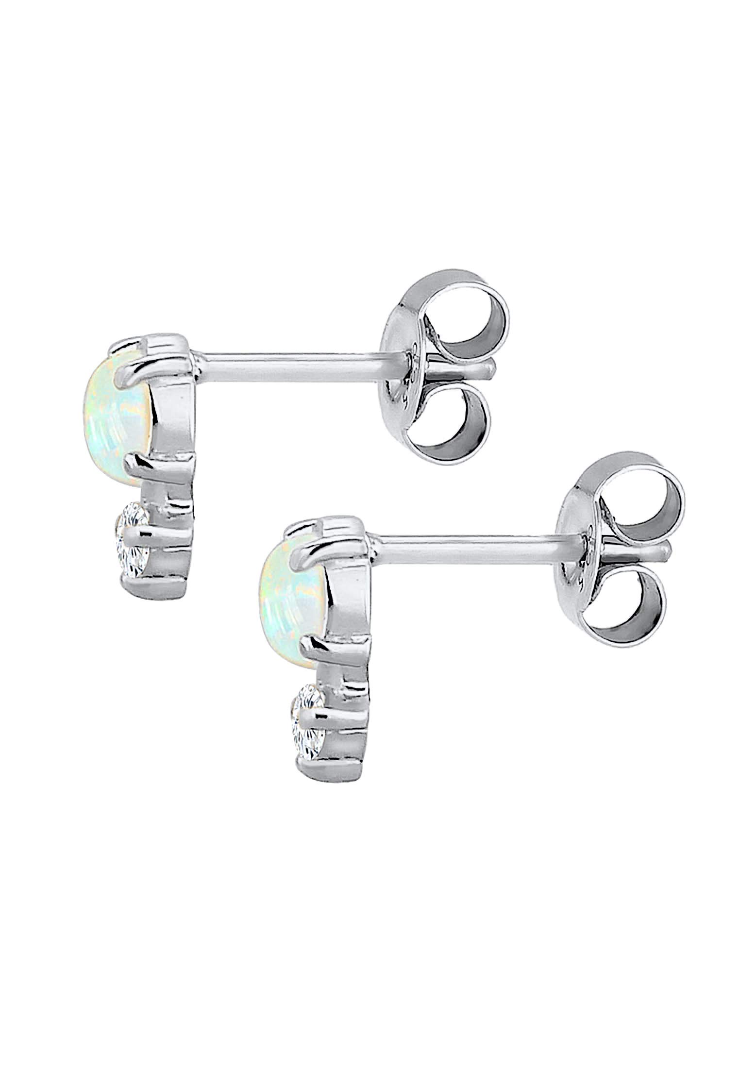Elli Vintage Damen Ohrstecker Zirkonia Opal 925 Sterling Silber vergoldet