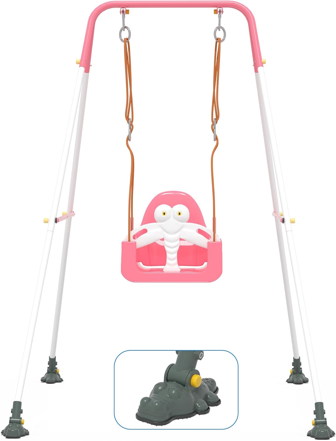Toddler Swing, 3-in-1 Baby Swing Sets with Anti-Slip Base Feet & Safety Belt, Indoor/Outdoor Baby Seat with Metal Stand for Backyard, Easy to Assemble, Blue-Red