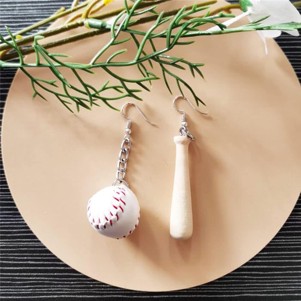Baseball Earrings for Women Baseball Bat Drop Earrings 3D Big Faux Leather Baseball Dangle Earrings Baseball Player Jewelry Gifts - Image 3