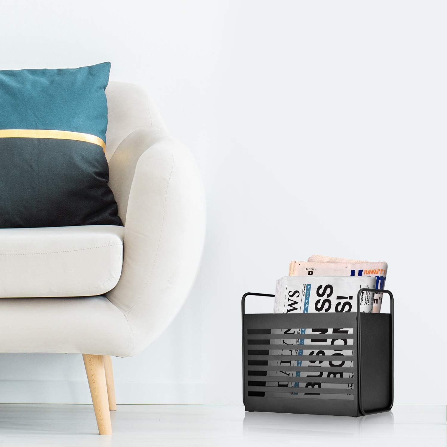 Aisung Magazine Rack, Magazine File Holder Mail Organizer Folder Organizer Bin for Magazines, Books, Newspapers, Tablets in Home, Office, Black