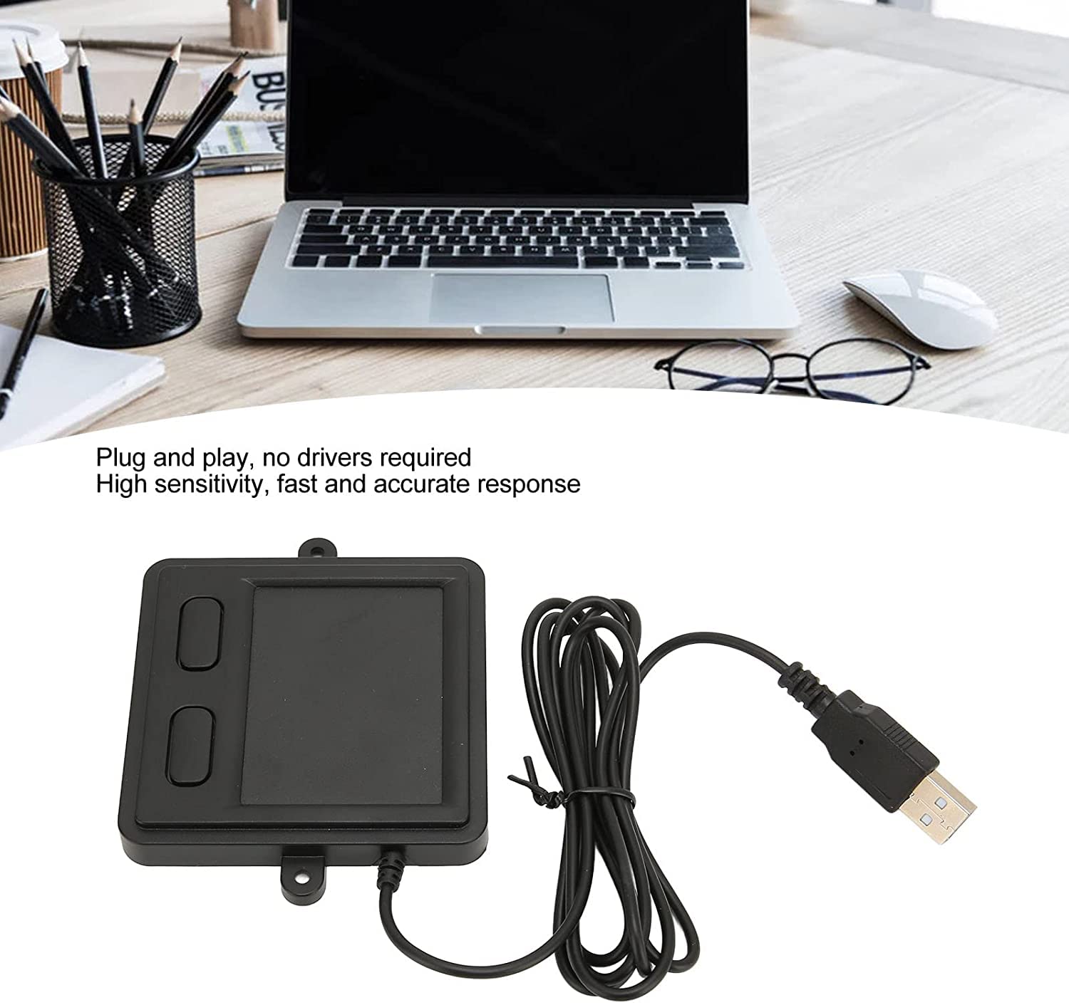 Perixx Peripad-506 Touchpad – Ergonomisch, Multi-Touch, Groot 135x116mm, USB met Afneembare Kabel