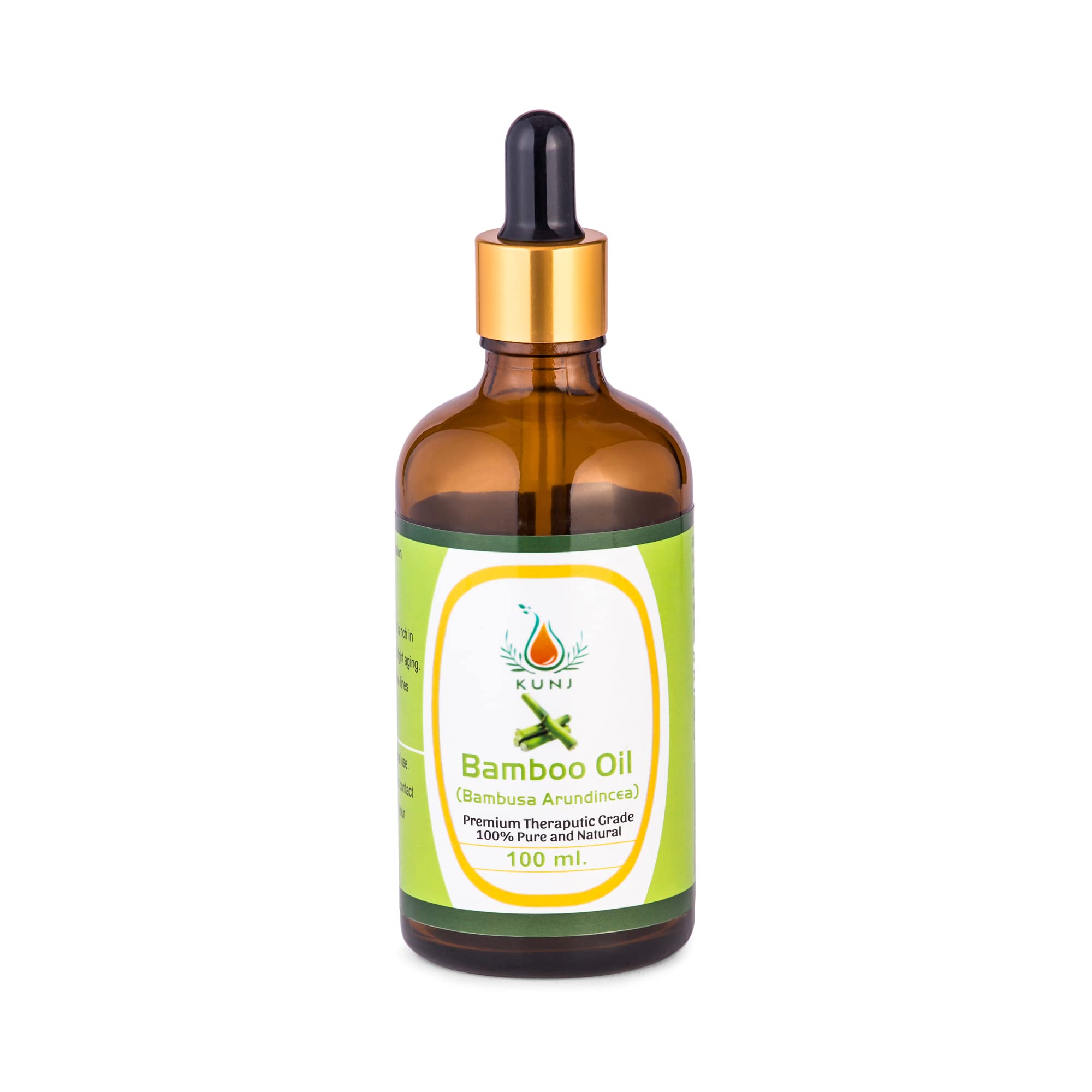 KUNJ Bamboo Essential Oil (Bambusa arundinacea) 100ML – 100% Pure & Natural, Undiluted, Steam Distilled – Therapeutic Grade Oil for Hair Strengthening, Skin Care & Aromatherapy
