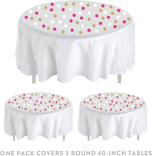 Miniatura 4 de Andaz Press Decoración de mesa de fiesta grande de confeti de 1.5 pulgadas, doble cara, fucsia, blanco, purpurina dorada sintética, paquete de 180,