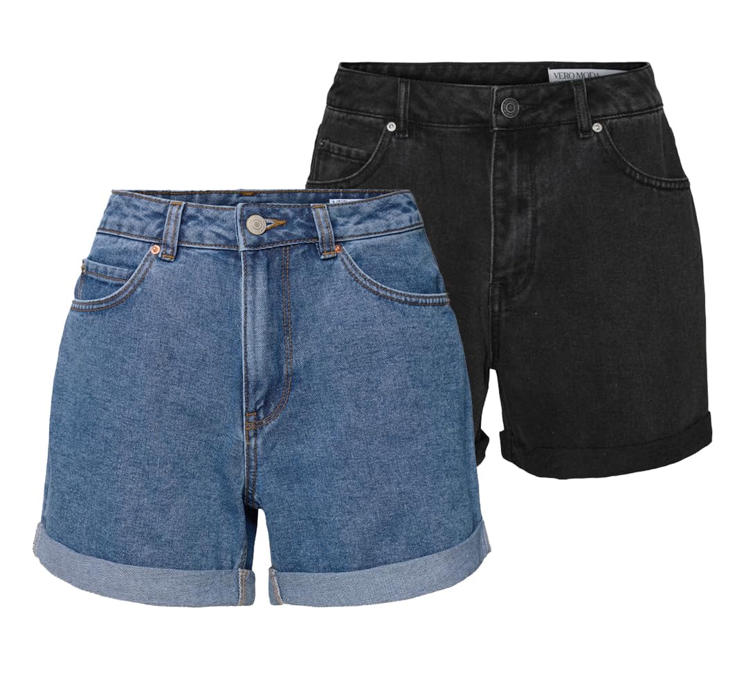 VERO MODA Women's VMZURI HR Loose Shorts Mix Noos 10279493, S Black