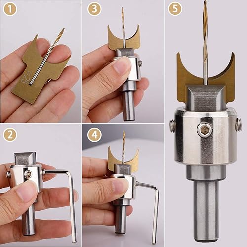 Miniatura 4 de GREENWISH Broca de madera Buda de 0.236-0.984 in de dureza para carpintería, fresadora de madera, broca de enrutador de madera, aleación de acero de