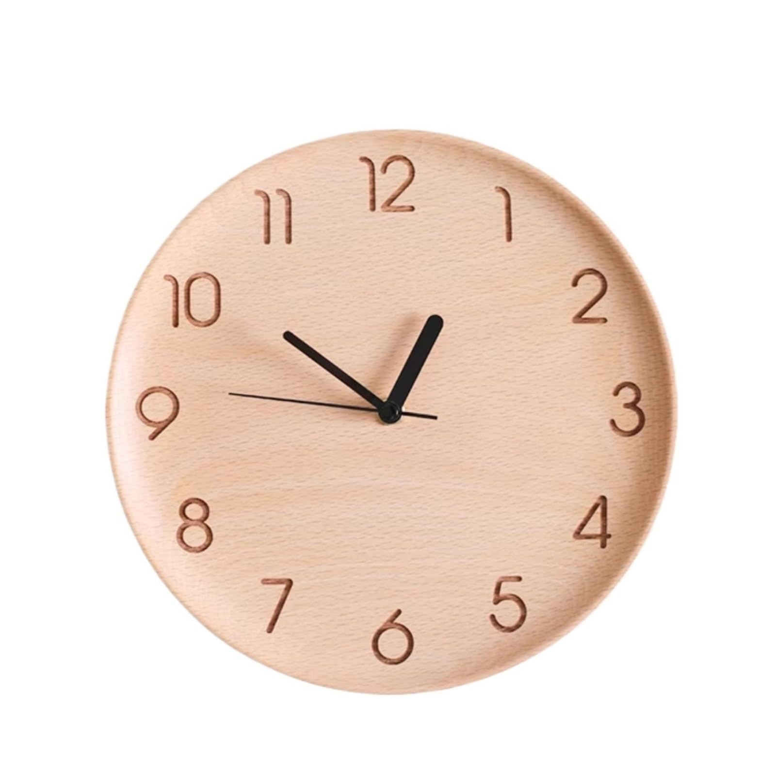 Aioneer Wall Clock Wooden Wall Clock Silent Home 10 Inch Battery Power Easy Matching