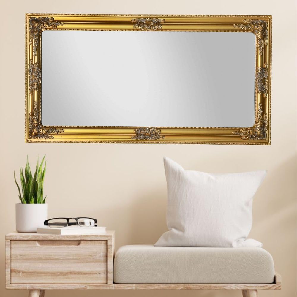 BESSA Wandspiegel, Spiegel groß Barock 130x70cm, Gold Antik