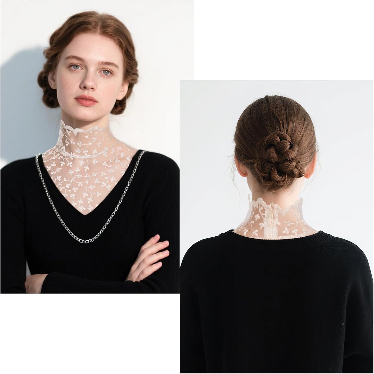 XEPST Lace Collar Detachable Dickey Collar for Women Half Shirt Blouse Collared Shirt Attachment Undershirts for Girls - Image 5