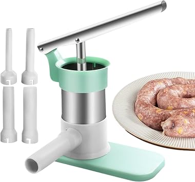 Manual Sausage Filling Machine - Homemade Sausage Stuffer, Manual Stainless Steel Meat Grinder | Easy to Use Ergonomic Handle Sausage Stuffer for Large Capacity Sausage Maker & Filler, Kitchen,