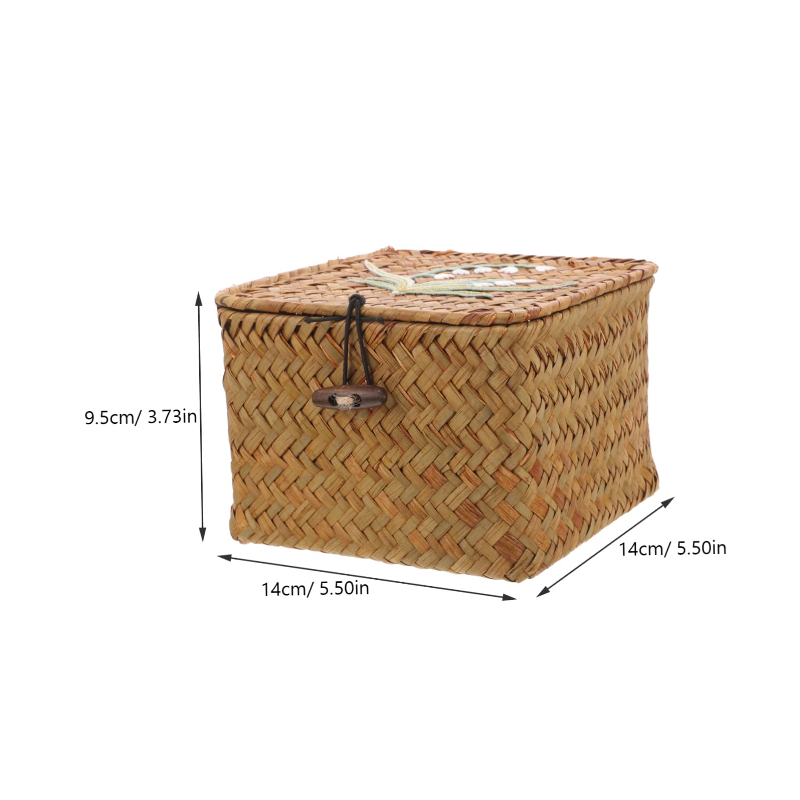 DOITOOL Woven Storage Box Storage Boxes with Lids Seagrass Sewing Basket Wicker Storage Basket Kitchen Woven Basket Makeup Bathroom Basket Fabric Mesh Organizer Baskets Rattan Straw